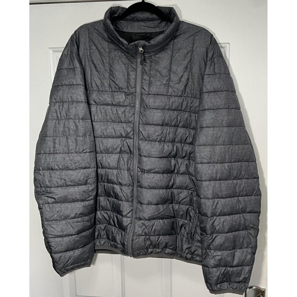 SWISS TECH Grey Puffer Jacket Quilted Packable Lightweight Coat Men's 2XL